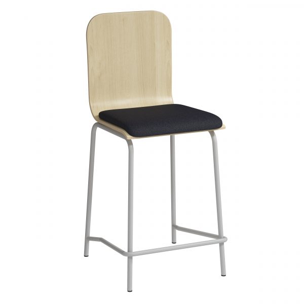 Log Stool with High Back and Upholstered Seat